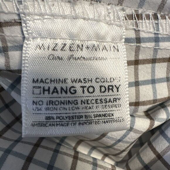 Mizzen + Main Leeward Dress Shirt Trim Fit Mens Size XLT Tall Check Performance - Picture 5 of 10